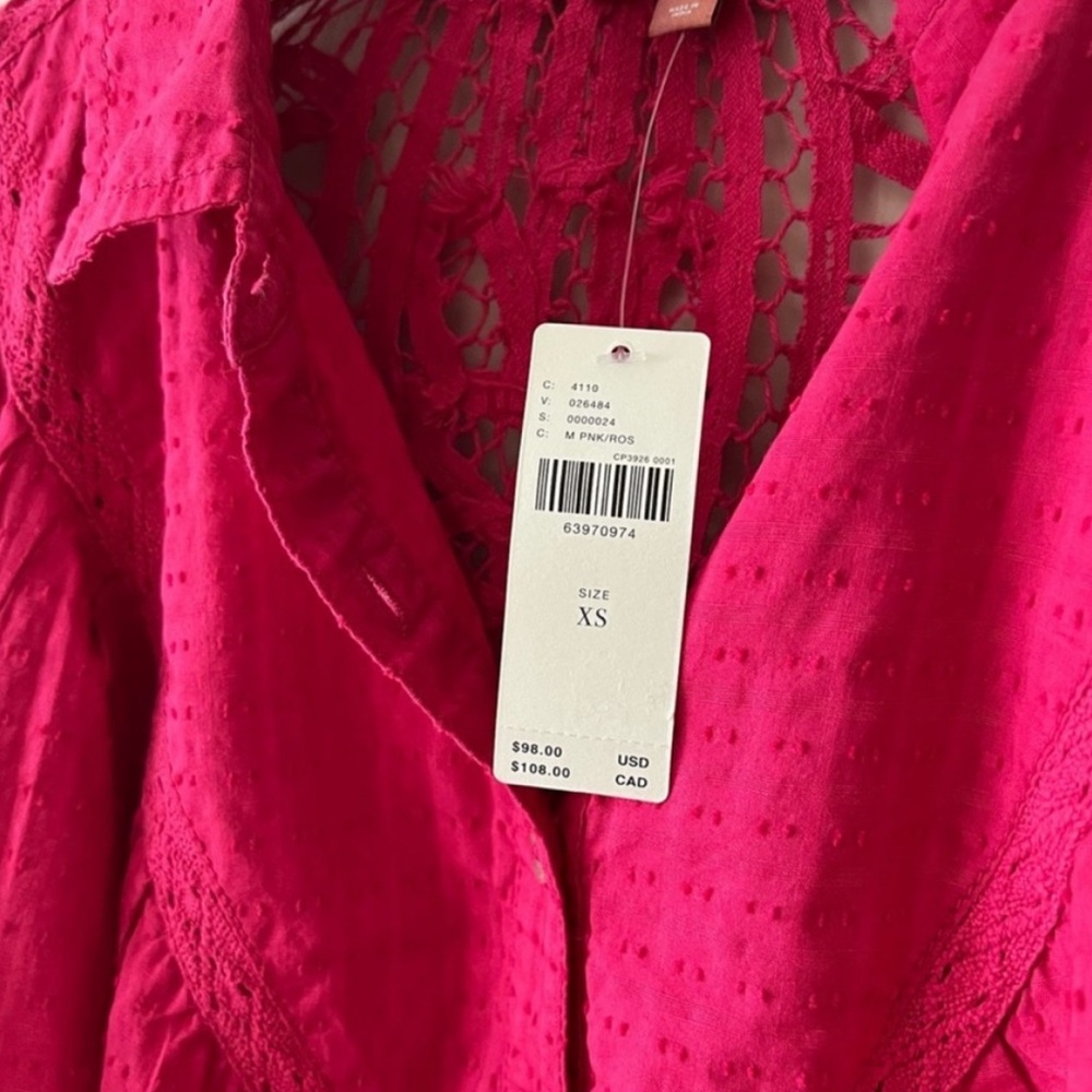 NWT Anthropologie Pilcro Lace Back Button Up Top Sz XS - Picture 6 of 15